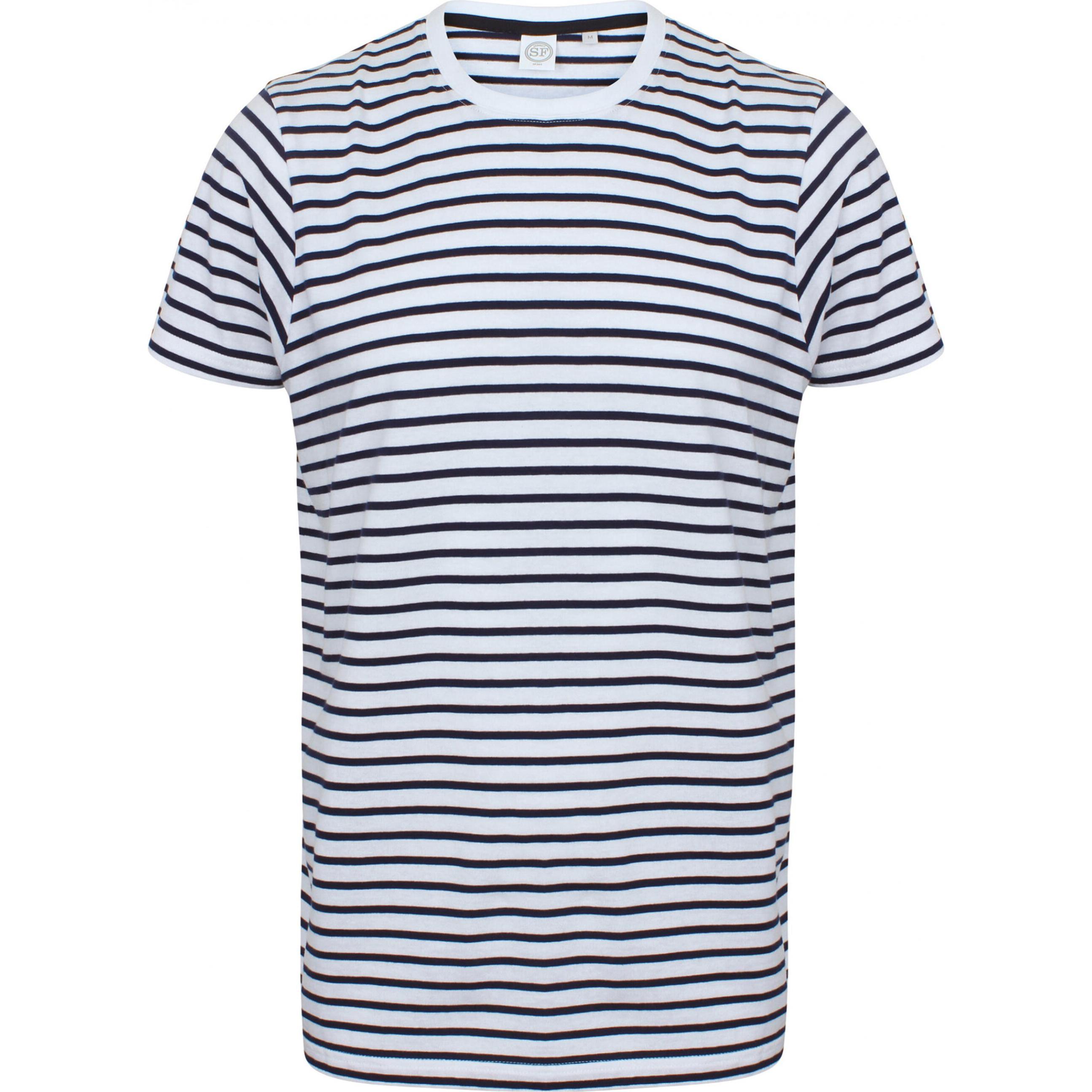 Skinni Fit, Herren, Shirt, Gestreiftes T-Shirt, Weiss, (XXS)