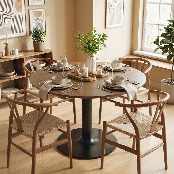Image du produit Homcom Esstisch MDF, Stahl Braun (110 x 78 cm)