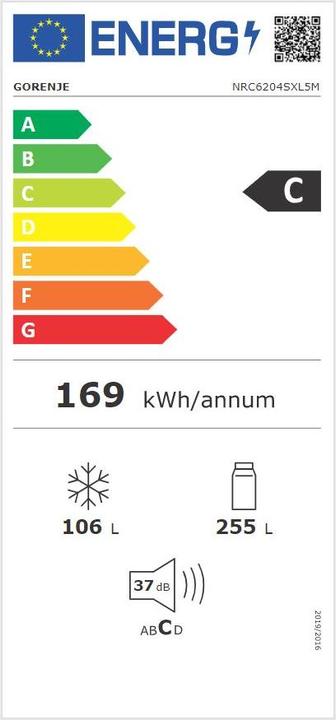 Energy Label Gorenje NRC6204SXL5M (361 l)