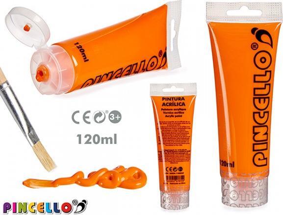 Actual product image Pincello Tube of neon acrylic paint 120ml (Orange, 120 ml)