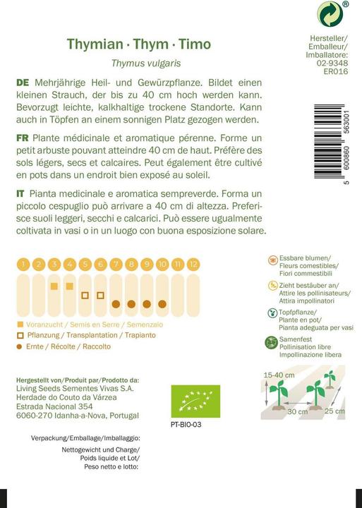 Immagine prodotto Living Seeds Thymian (Germogli)