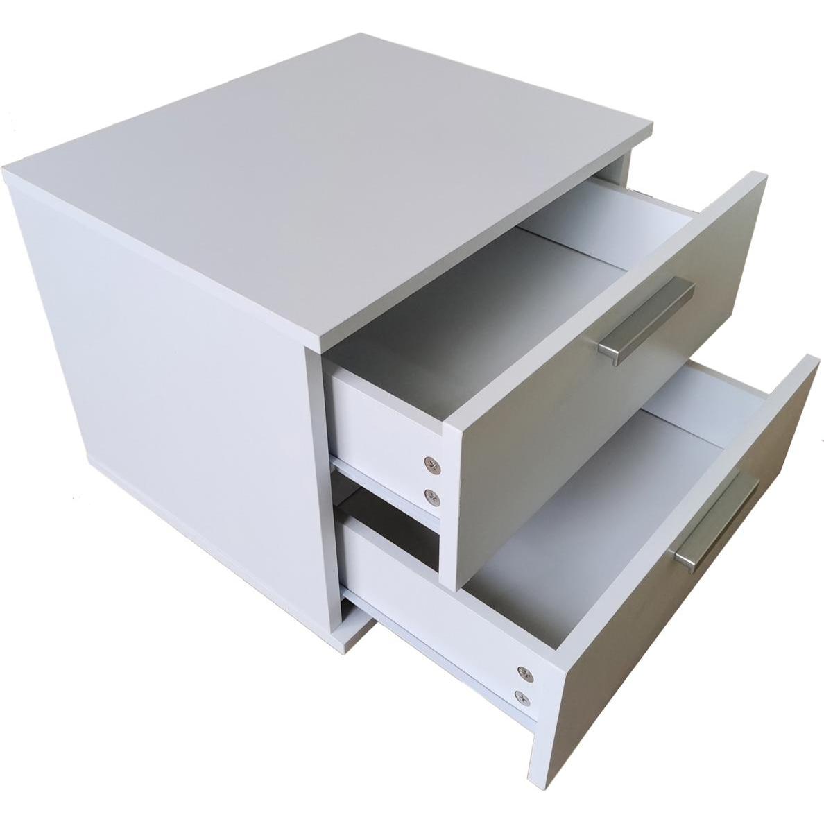 Thumbnail - HTI-Living, Nachttisch, Nachtschrank Weiss mit 2 Schubladen Nina (45 x 38 x 38 cm)