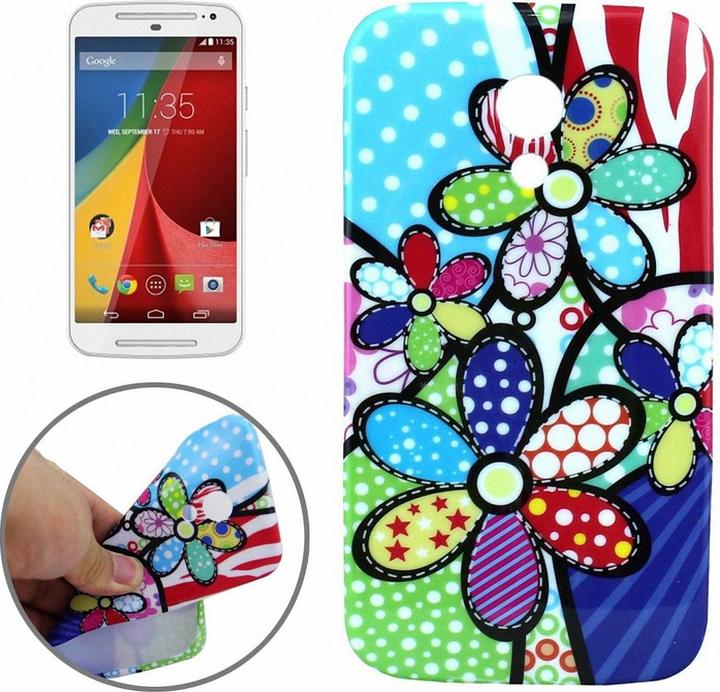 Actual product image König Design Protective cover mobile phone case TPU for mobile phone Motorola Moto G2 motif colourful flowers (Motorola Moto E2)