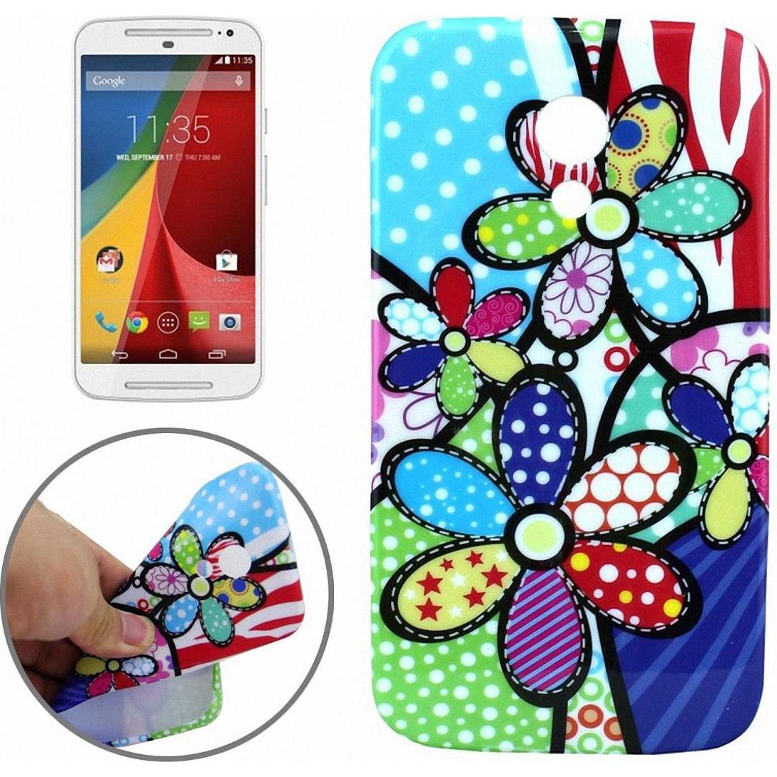 Thumbnail - König Design Schutzhülle Handytasche Etuis TPU für Handy Motorola Moto G2 Motiv Bunte Blumen (Motorola Moto G2 (2nd Gen)...
