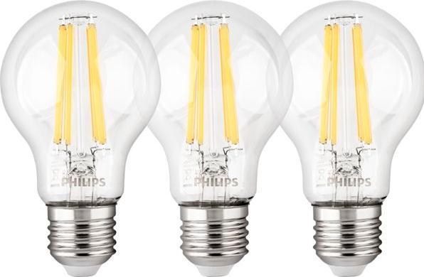 Produktbild Philips LED Lampe E27 3er Set 75W 2700K Filament (E27, 8.50 W, 1055 lm, 3 x, E)