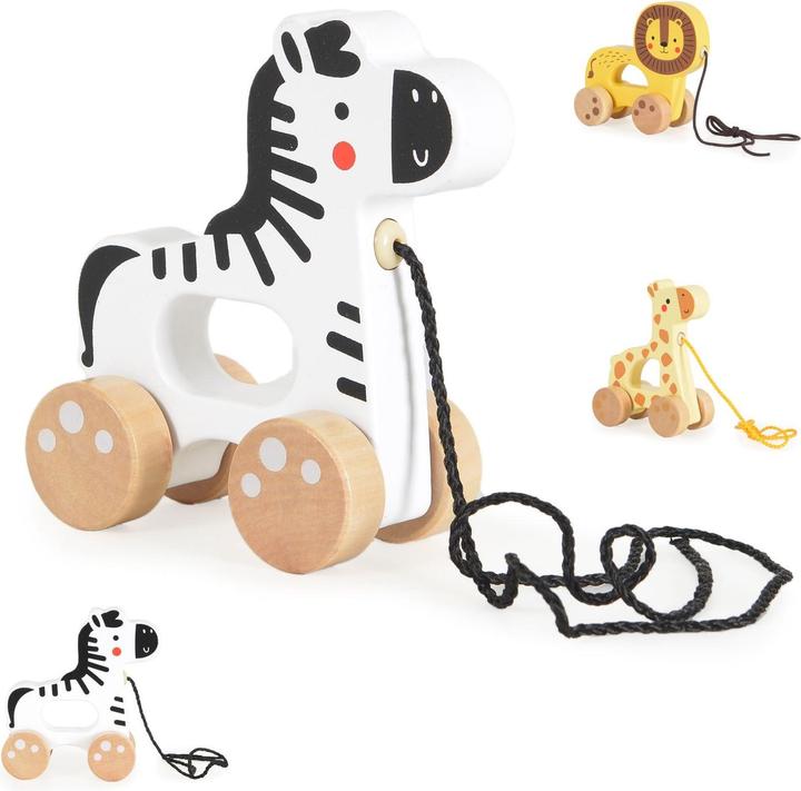 Actual product image Tooky Toy Jouet à tirer Animal en bois