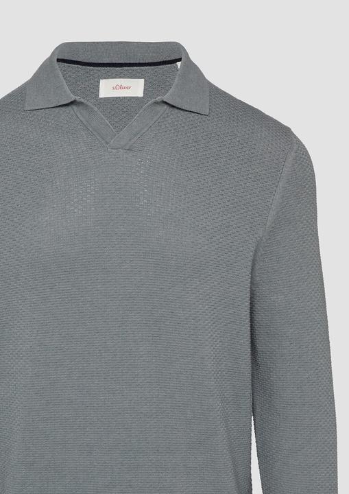 Produktbild S.Oliver Strickpullover Strukturierter Strickpullover mit Polokragen (XL)