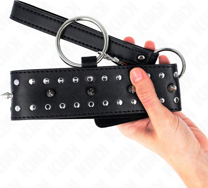 Produktbild Kink Halskette Mit Leine 65 cm Mit Silbernen Nieten Modell 1 Verstellbar 36-43 cm X 5 cm