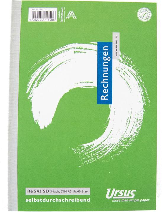 Livre de caisse Ursus DIN A5 RE543SD A5 3x40 feuilles autocopiantes (120 x)