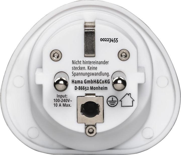 Produktbild Hama Reiseadapter Typ E und F, 3-polig, universal, Welt nach Europa, Weiss