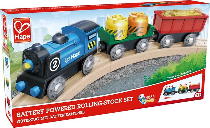 Actual product image Hape battery-powered freight train