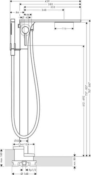 Actual product image Axor Single lever bath mixer MASSAUD DN 15, floor standing chrome