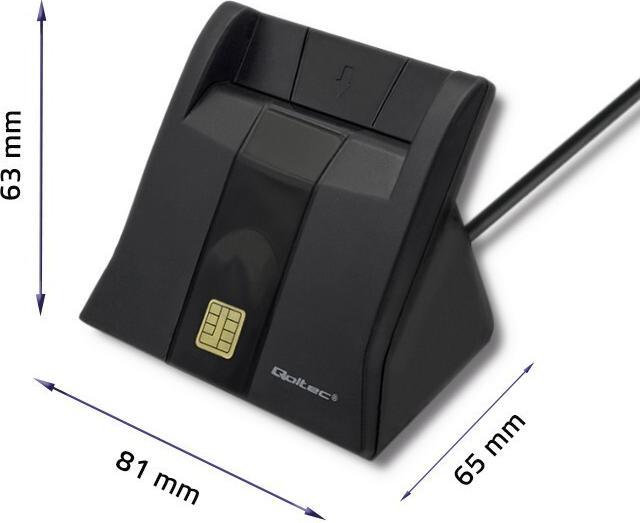 Produktbild Qoltec Skeneris Smart chip ID card scanner USB 2.0 Plug&Play vertical (USB 2.0)