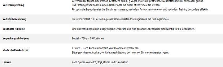 Valeurs nutritives et ingrédients Peak Ice Works Isolat de protéines végétalien (750 g, 1 x, Vanille)