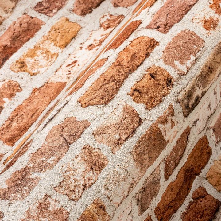 Actual product image A.S. Création Stone wallpaper wallpaper stone look 3D non-woven wallpaper brick red beige for living room