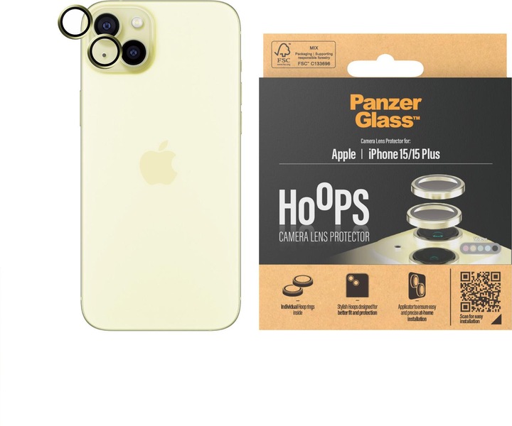 Produktbild PanzerGlass Hoops Camera Lens Protector (1 Stück, Apple iPhone 15, Apple iPhone 15 Plus)