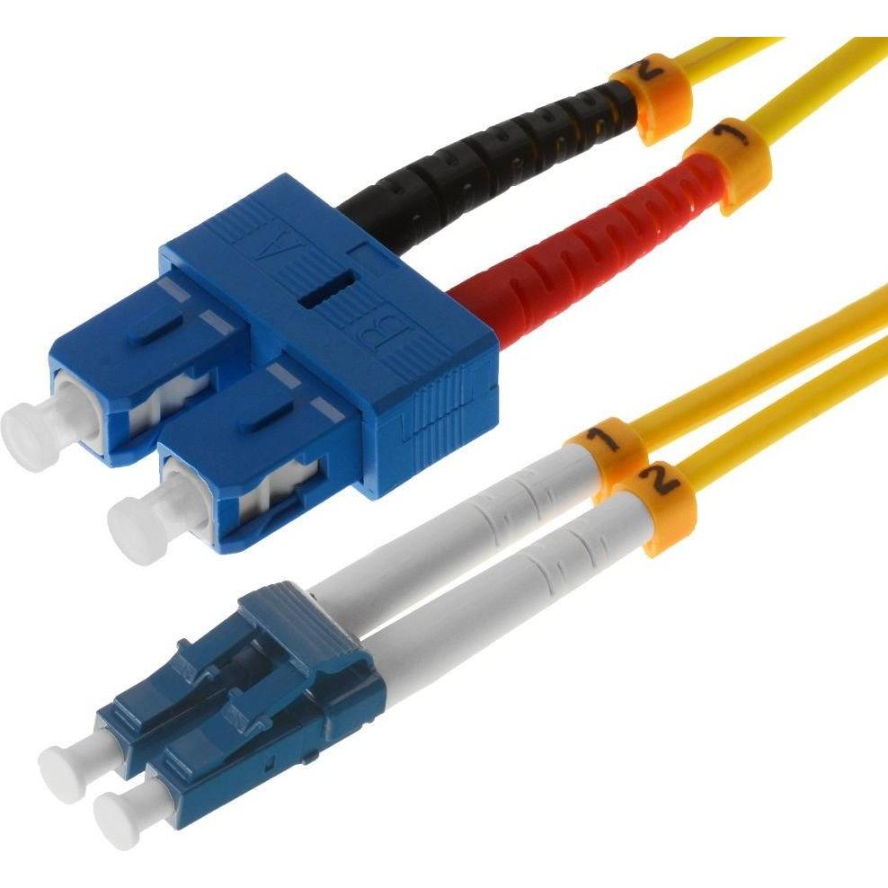Helos LWL Patchkabel 9/125µm OS2 LC/SC 0,5m SC Duplex Stecker/LC Duplex Stecker, gelb (CAT6, 0.50 m), Netzwerkkabel
