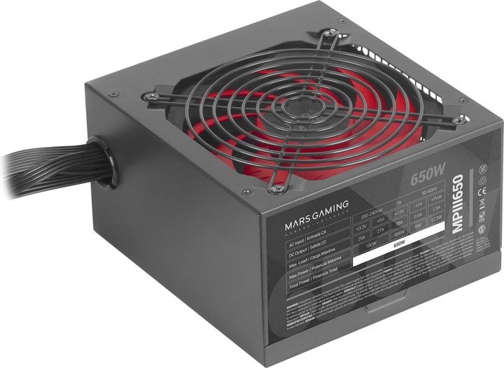Actual product image Mars Gaming MPIII650 Power Supply 650 W 20+4 pin ATX ATX Black (650 W)