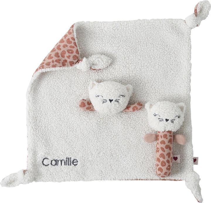 Actual product image Vertbaudet Baby gift set: soft cat & rattle in a suitcase