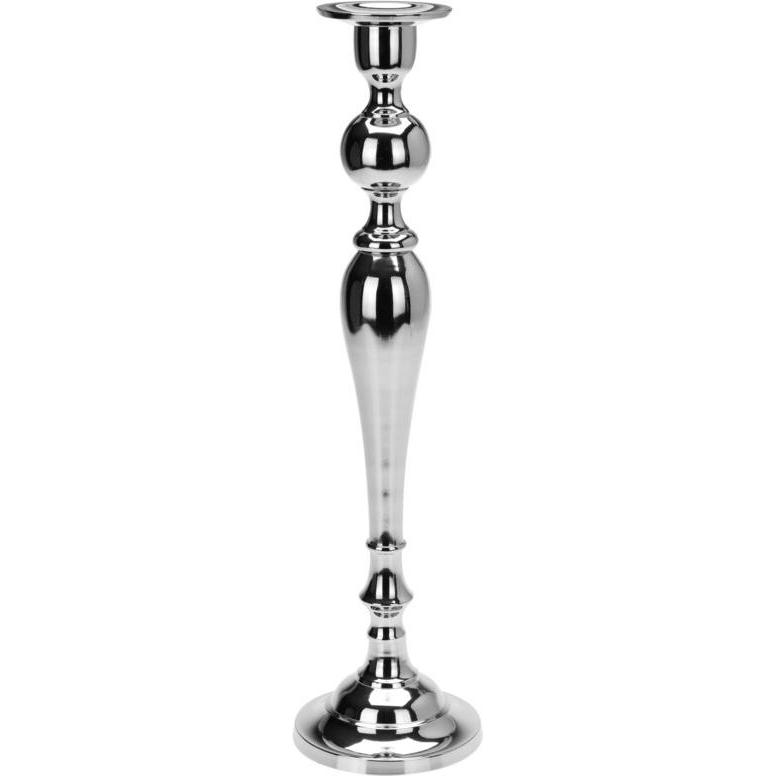 Mojawo, Kerzenständer, XL Dekorativer und schwerer Kerzenleuchter Metall Silber 48cm Mod2