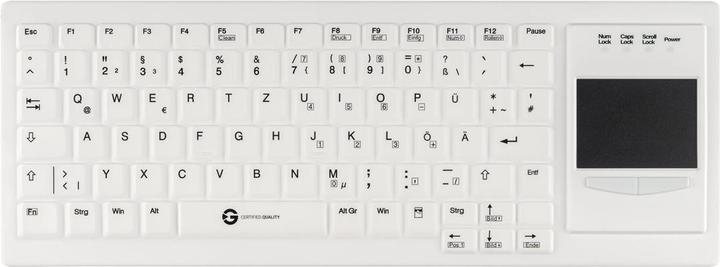 Produktbild Gett Cleantype Xtra Touch Protect Silikontastatur mit Touchpad IP68 desinfizierbar USB Farbe weiss L (DE)