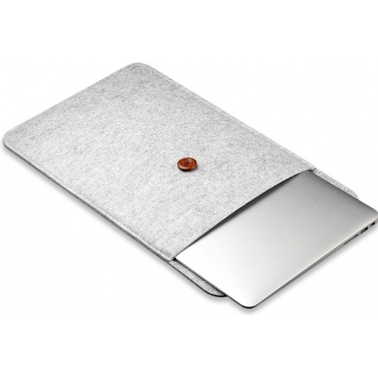 Thumbnail - G-Case Felt Button Bag für 11" 12" MacBook & Notebook Sleeve Cover (12", Apple), Notebooktasche, Grau