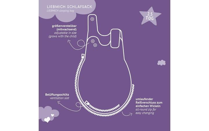 Image du produit Träumeland Liebmich Musselin Ganzjahresschlafsack (77 cm, 2.5 TOG, Toute l'année)