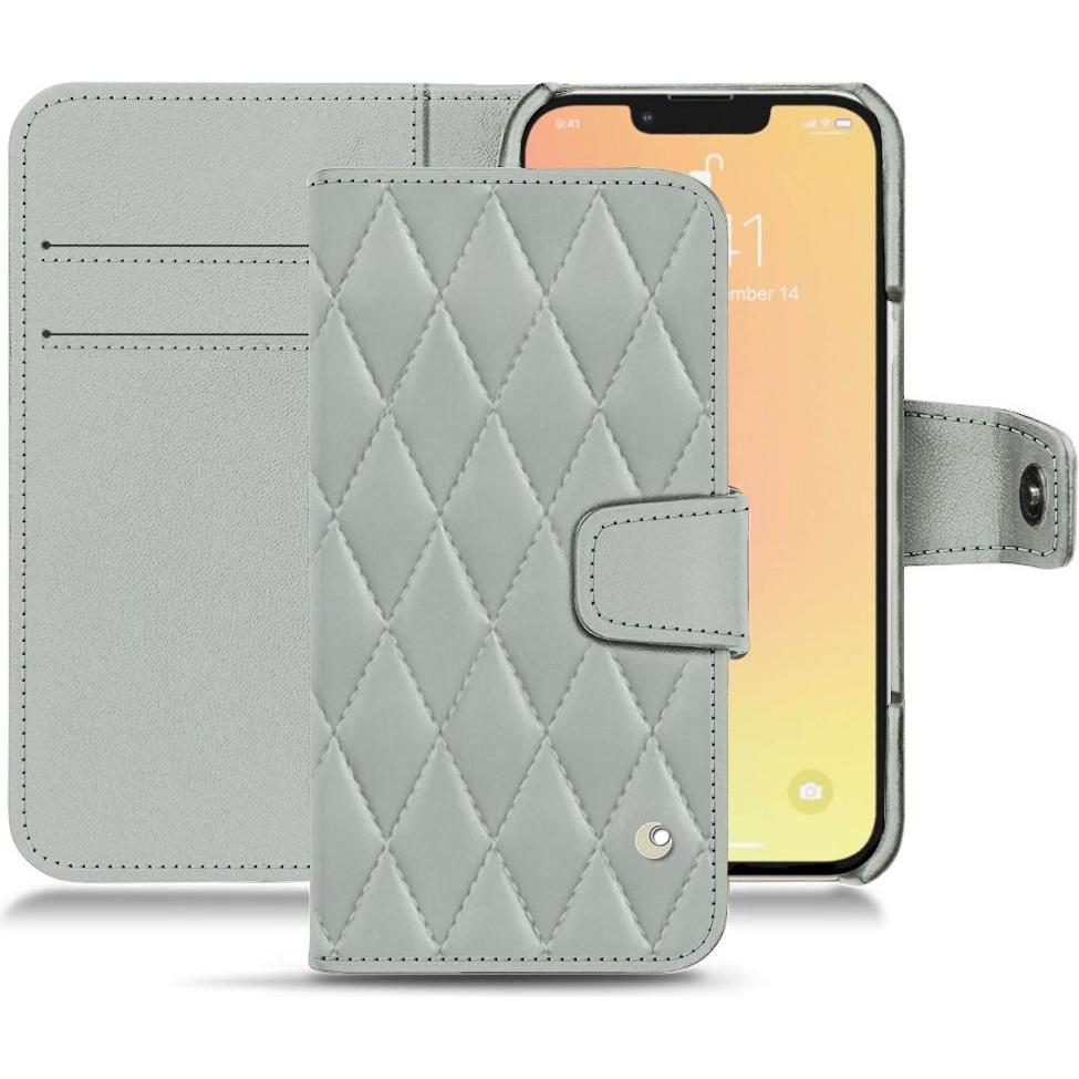 Noreve Lederschutzhülle Wallet (Apple iPhone 13), Smartphone Hülle, Grau