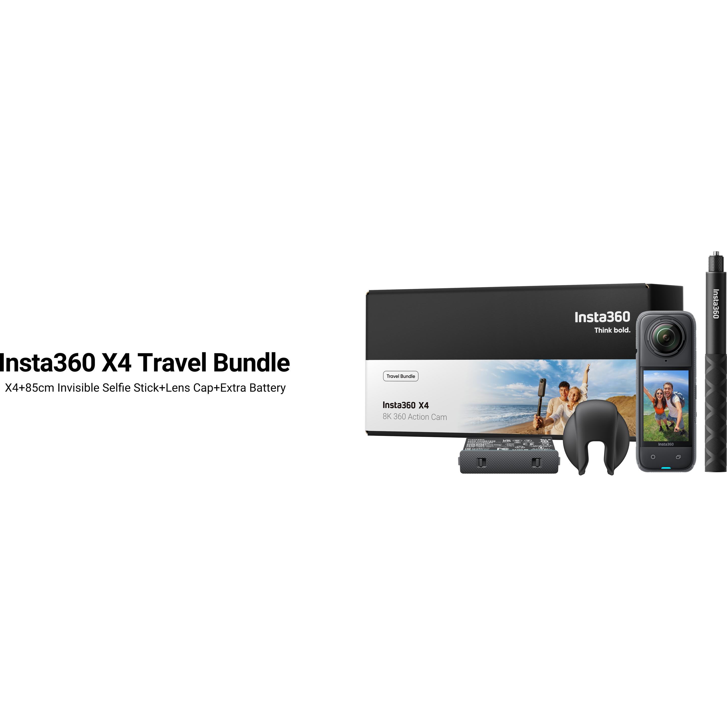 Insta360 X4 Travel Bundle (30p, Bluetooth, WiFi), Action cam, Nero