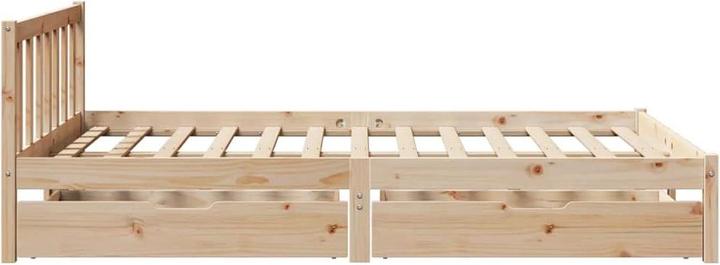 Produktbild VidaXL Massivholzbett Holzbett Bett Doppelbett mit Schubladen 135x190cm Kiefer (135 x 190 cm)