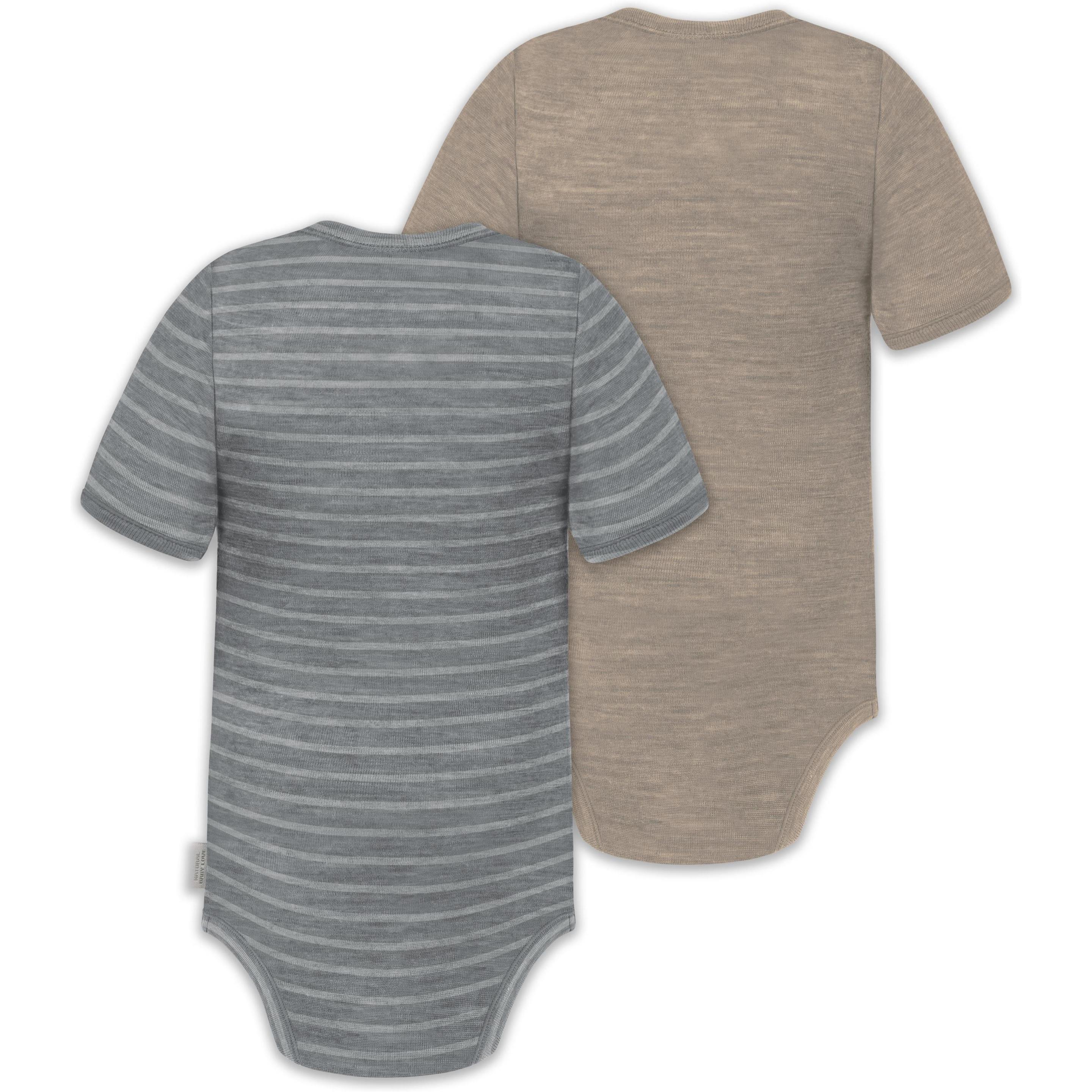 Normani, Herren, Body, 2er Set Baby Merino Kurzarmbody „Tihoi" - 9317, Grau, (74)