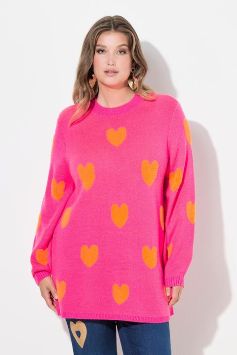 Produktbild Miamoda Pullover, bequeme Passform, Herzen, Stehkragen (46, 48)