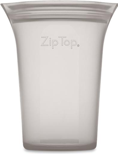 Actual product image Zip Top Reusable 100% Platinum Silicone Container, Small Cup - Grey
