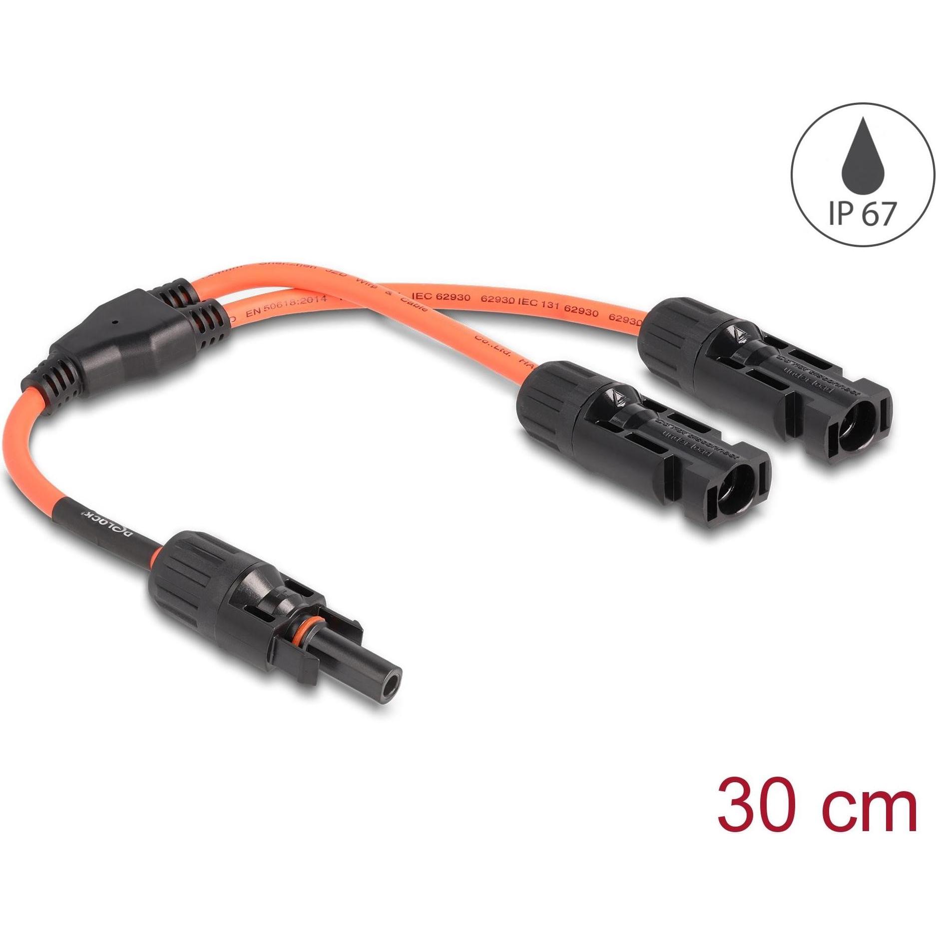 Thumbnail - Delock DL4 Solar Splitter Kabel 1 x Buchse zu 2 x Stecker 30 cm rot, Elektronikkabel + Stecker, Rot