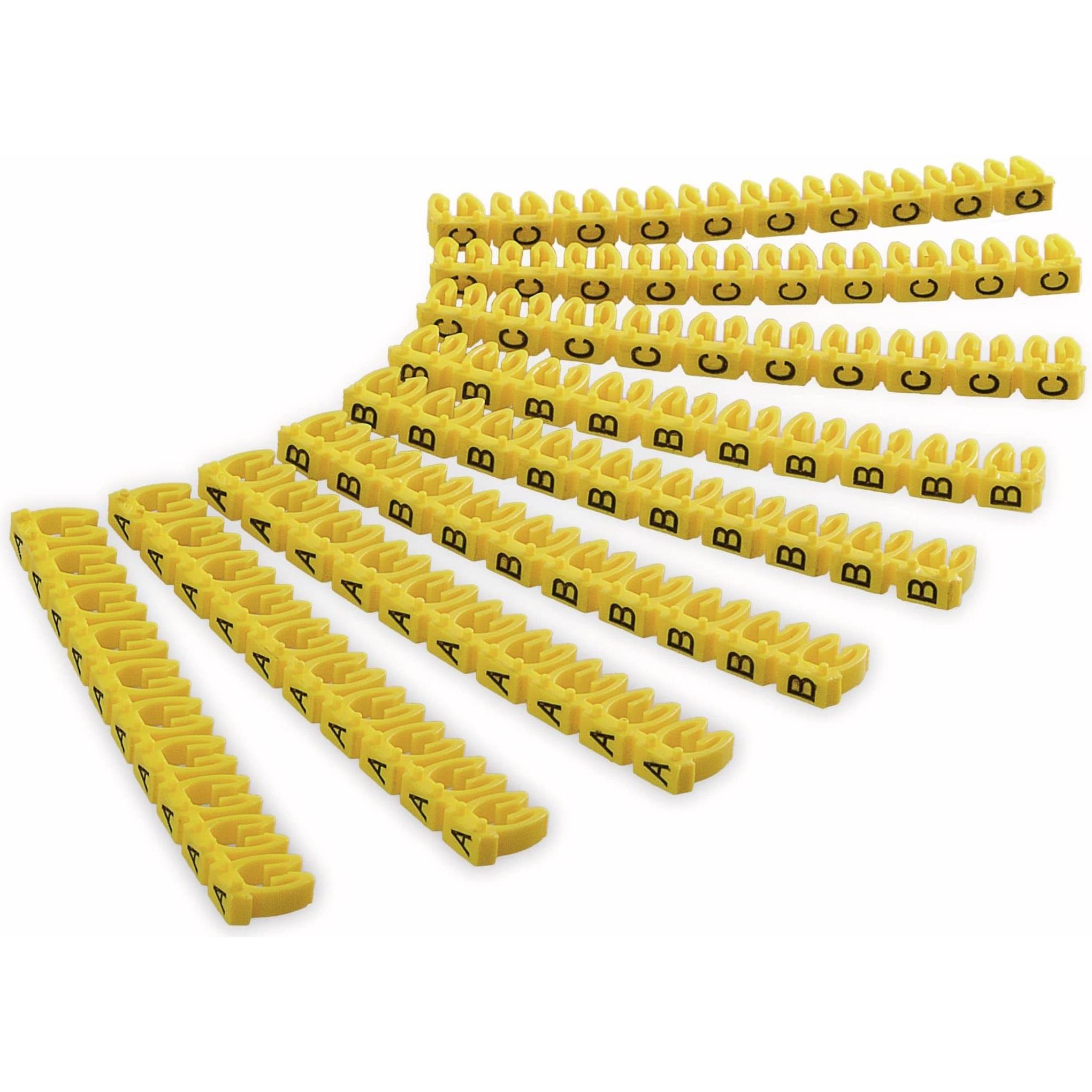 Goobay, Kabelverbindung Zubehör, Kabelmarker-Clips "Buchstaben A-C", für Kabeldurchmesser bis 2,5 mm, 2.5 mm