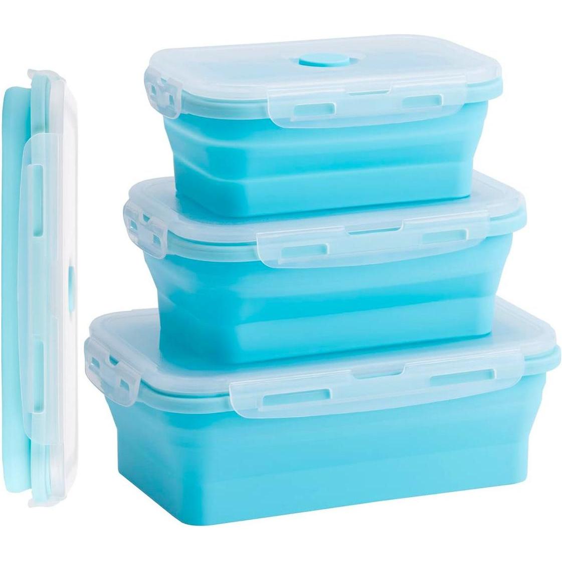 Thumbnail - König Design Gefrier Dosen Lebensmittel Vorrats Behälter Frischhaltedosen Deckel Faltbar, Vorratsbehälter, Blau