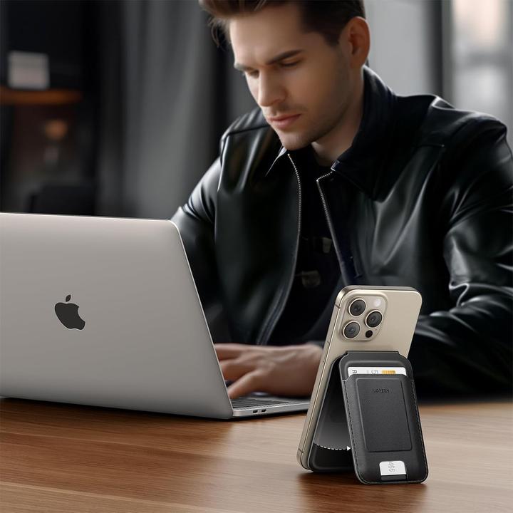 Produktbild Ugreen Magnetic Wallet 45165 magnetic MagSafe with stand - black (Apple iPhone X, LG X5 Android One)