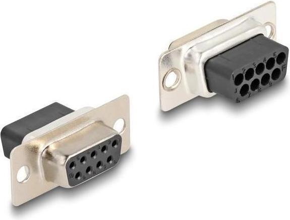 Actual product image Delock D-Sub 9 pin socket to RJ12 socket mounting kit red (0.05 m)