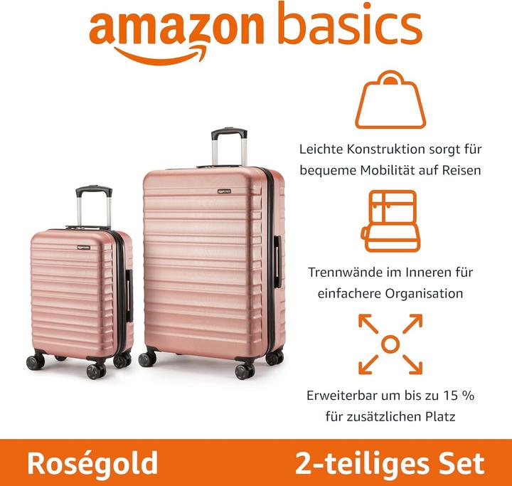 Image du produit Amazon Basics Home Lifestyle Koffers. 2-delige set. roségoudkleurig (32 l)
