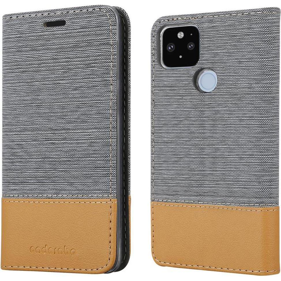 Cadorabo Jeans Optik (Google Pixel 5 XL), Smartphone Hülle, Grau, Braun