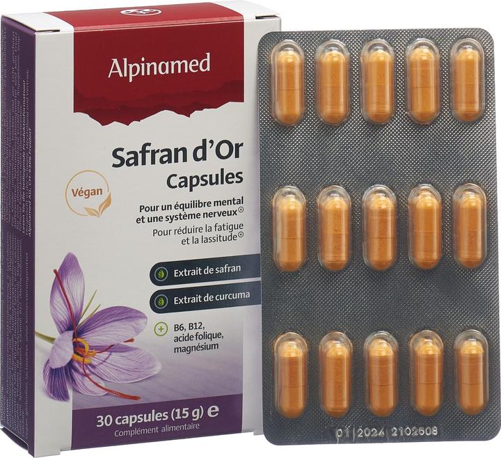 Actual product image Alpinamed SAFRAN GOLD capsules (30 Piece, Capsules, 100 g)