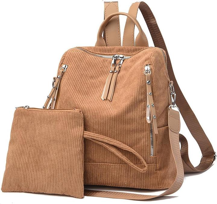 Produktbild Only-Bags.Store Schicker Cord-Rucksack - geräumig & vielseitig mit verstellbaren Riemen, Reissverschluss für den