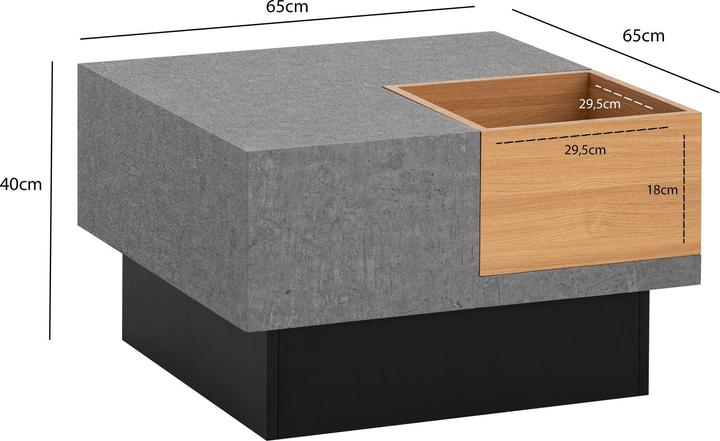 Actual product image FineBuy Couchtisch Sofatisch Grau 65 cm Beton Optik Wohnzimmertisch Stauraum (65 x 65 cm)