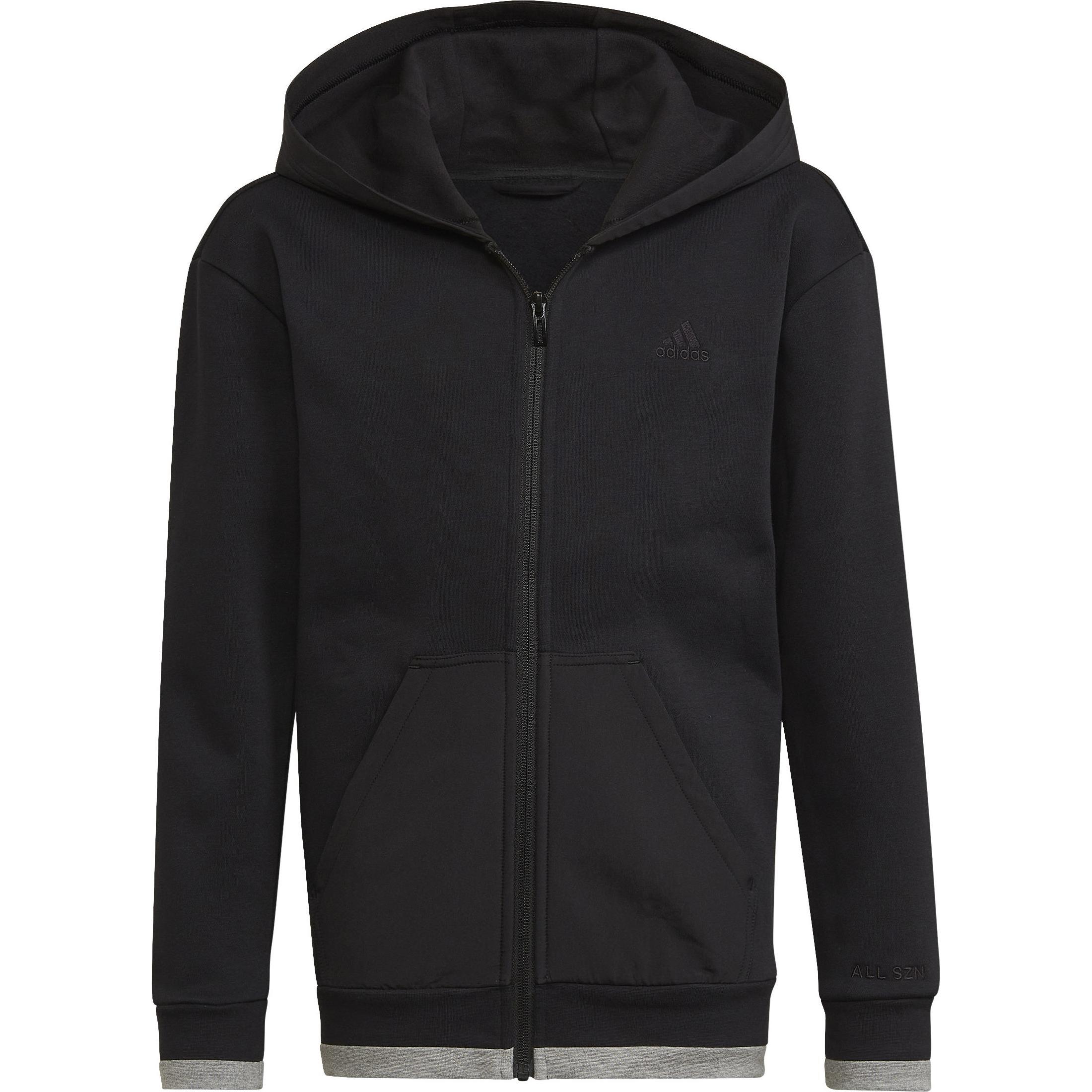 Thumbnail - adidas, Herren, Pullover, All SZN Fleece Full-Zip Kapuzenjacke für Kinder, Schwarz, Grau, (140)