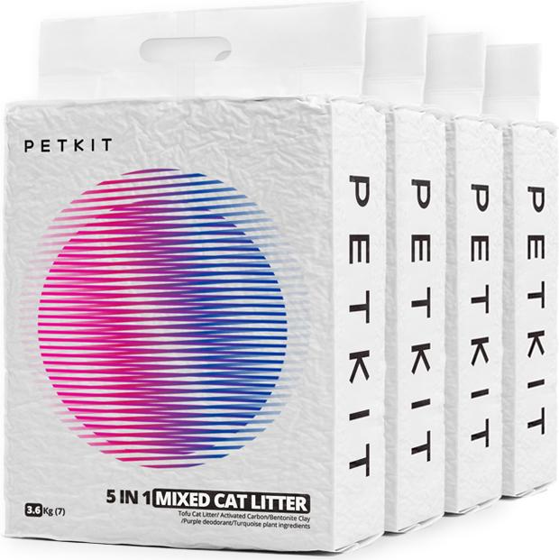 Petkit Pack de 4 litières pour chat 5 en 1 mixtes (Agglomérant, 14.40 kg)
