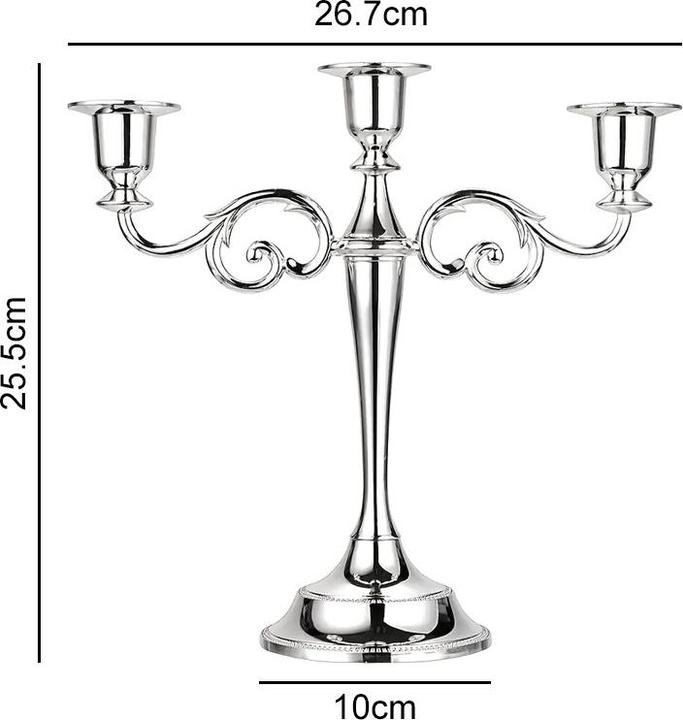 Actual product image Cbx Kerzenständer 3 Köpfe, Kerzenleuchter 3-armig, Kerzenhalter Silber