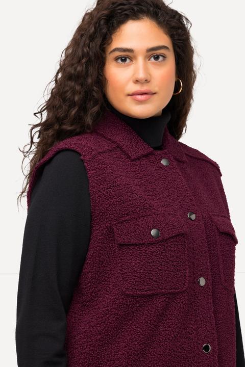 Produktbild Ulla Popken Teddyweste, offenkantig, Hemdkragen, kuschelweich (56)