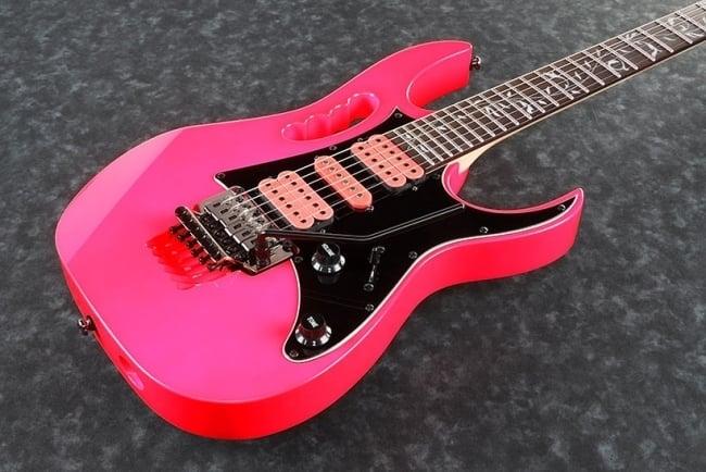 Actual product image Ibanez gitaar Steve Vai JEMJR-SPPK Pink (Electric guitar, mahogany, Maple)
