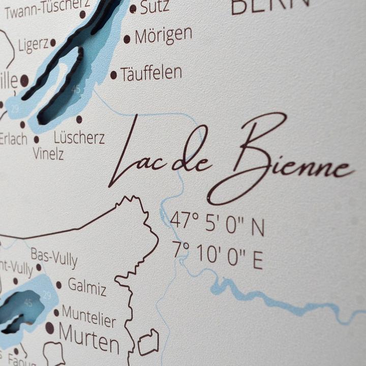 Image du produit Enjoy The Wood Lac de Neuchâtel - Carte marine en bois