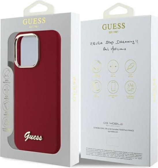 Image du produit Guess GUHCP16LSMBSLM iPhone 16 Pro 6.3" magenta Hardcase Silicone Script Metal Logo